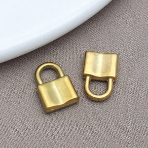 T2363-gold stainless steel small concave lock-9x13x3mm aperture 4x4mm-1.2g