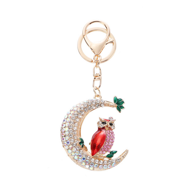 Wholesale Cute Diamond-studded Moon Bear Keychain Owl