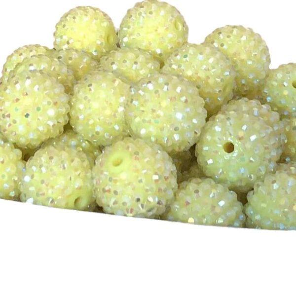 Wholesale 5pcs 20MM Resin Light Yellow AB Color Diamond Ball Beads