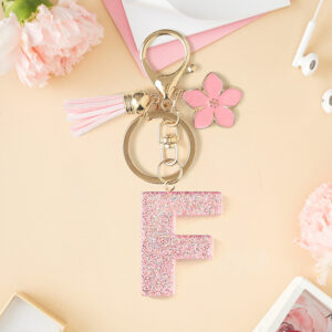 Pink f keychain