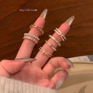 O1CN01nqQ7Xq1k0vioICTUJ_2221230424622-0-cib Wholesale Versatile Open Ring Collection for Women, Niche Design with Bowknot and Pearl, Index Finger Ring, Niche Light Luxury with a High-End Unique Feel