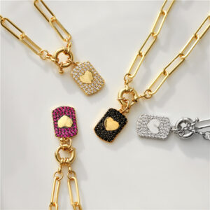 Wholesale micro inlay two-color five-pointed star love necklace