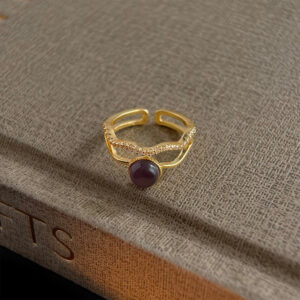 Purple glass opal ring