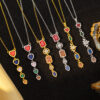 Wholesale Square colored zircon titanium steel necklace