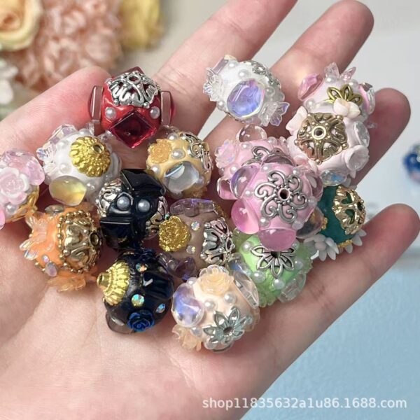 Wholesale Multiple styles of Nepalese beads with inlaid rhinestones, heavy-duty and light luxury handmade beading DIY materials, loose beads, and aessories.