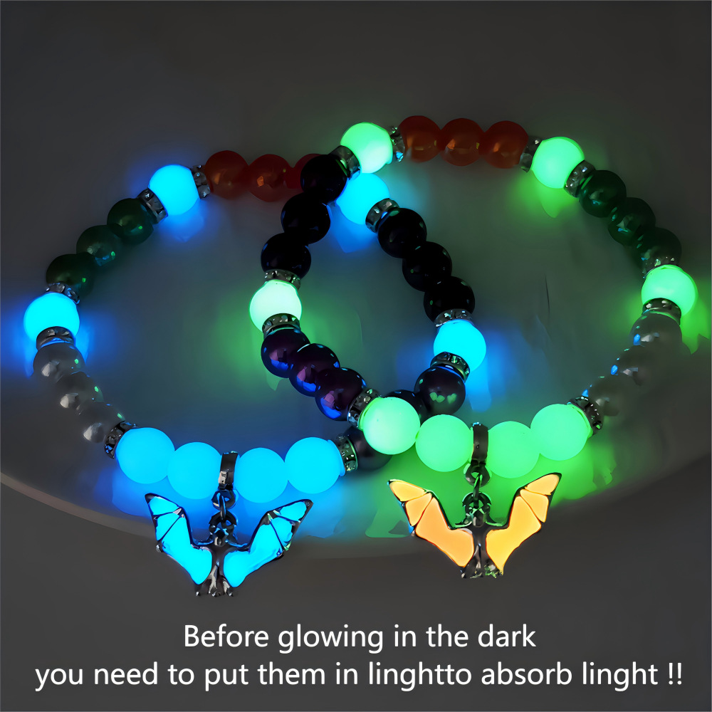 Wholesale Original Personality Trend Festival Luminous Aessories Vampire Bat Color Imitation Pearl DIY Beaded Bracelet