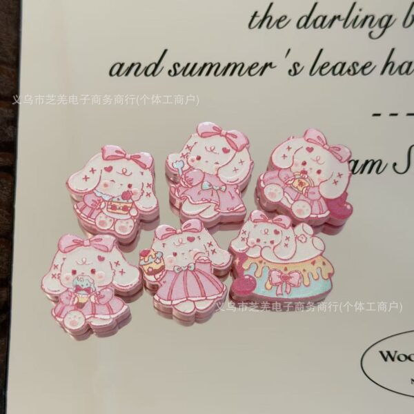 Wholesale 10pcs embossed pink cake cartoon dog acrylic beads