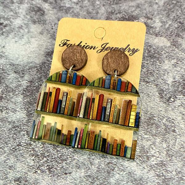 Wholesale Waterdrop Splicing Bookshelf Acrylic Teacher's Day Earrings