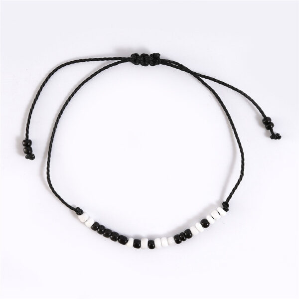 Wholesale Valentine's Day Morse Code Black and White Rice Bead Weaving Bracelet Set