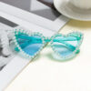 Wholesale Candy colored peach heart sweet pearl sunglasses