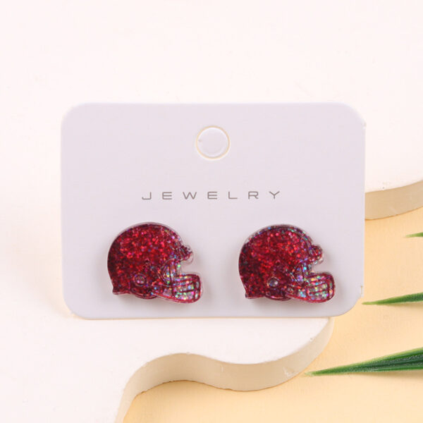 Wholesale Glittering Football/Rugby Helmet Acrylic Stud Earrings