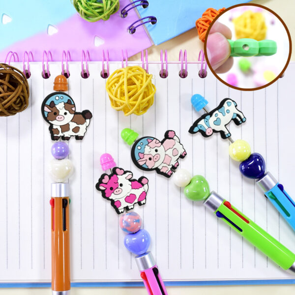 Wholesale 100pcs cartoon colorful cow pen bead accessories DIY soft rubber beads