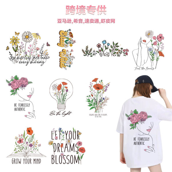 Wholesale Hot stamping factory cross-border special for flowers and plants heat transfer printing hot stamping stickers printing clothing hot stamping in stock