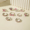 Wholesale Luxury Heart Gemstone Ring Set Open Ring