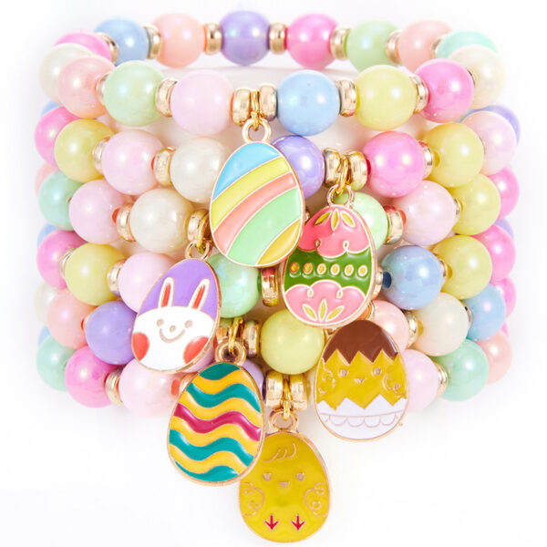 Wholesale Easter egg macaron colored acrylic Easter rabbit bracelet