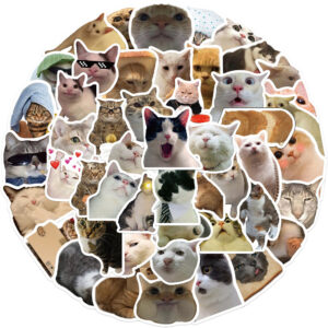 Wholesale 50pcs Cartoon Cute Cat Emojis Graffiti Waterproof Vinyl Stickers