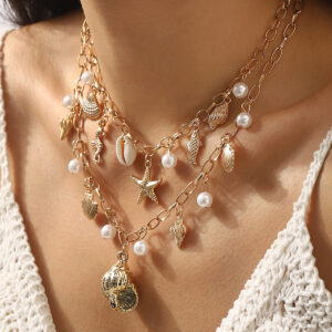 O1CN01nyv7K61gdcfTHweOM_2217658174165-0-cib Wholesale N12517 Summer Ocean Elements Pearl Tassel Necklace Seaside