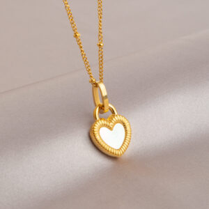 Gold black and white double-sided love necklace