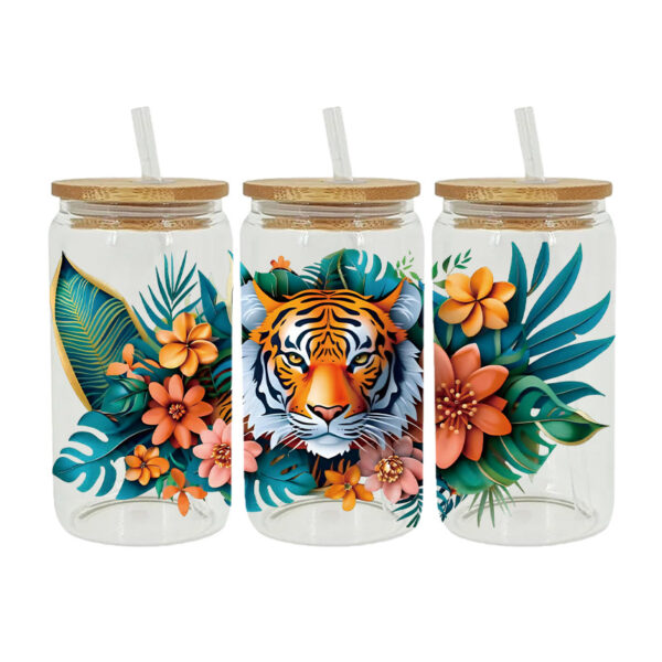 Wholesale UV transfer sticker for glass cups and crystal labels, cross-border exclusive, 16oz glass cup sticker, 23cm x 11cm.