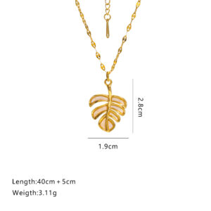 Golden necklace - white shell leaf g2