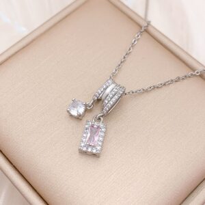 Xl5105 square geometric necklace silver