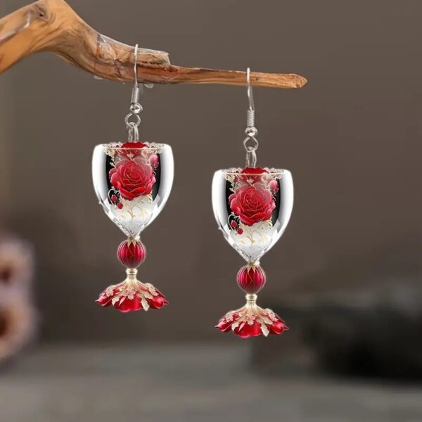Wholesale Valentine's Day red wine glass acrylic earrings