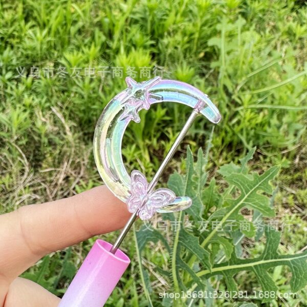 Wholesale 10pcs Moon Double sided Pendant with Vertical Hole Acrylic Beads