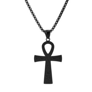 Ankara cross black necklace