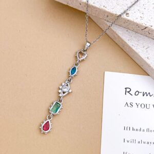 Xl5189 eye water drop necklace silver