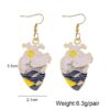 Wholesale Oil painting Starry Night Sunflower Butterfly Ocean Pattern Earrings