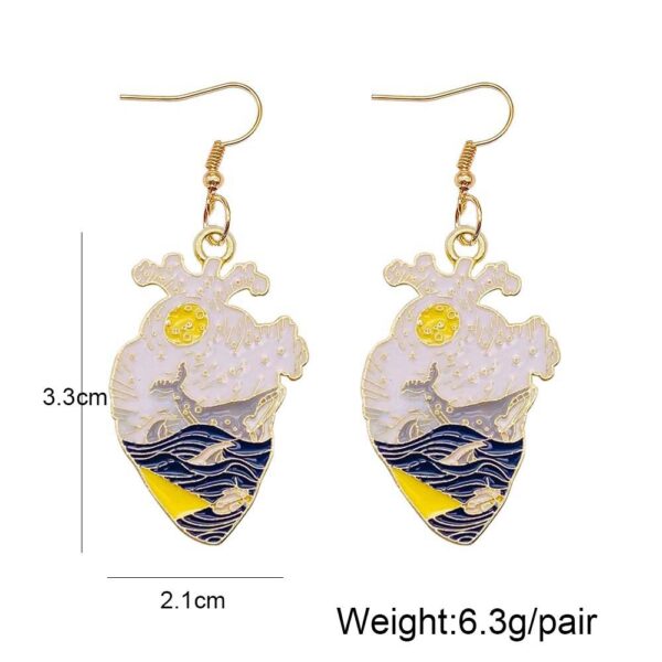 Wholesale Oil painting Starry Night Sunflower Butterfly Ocean Pattern Earrings
