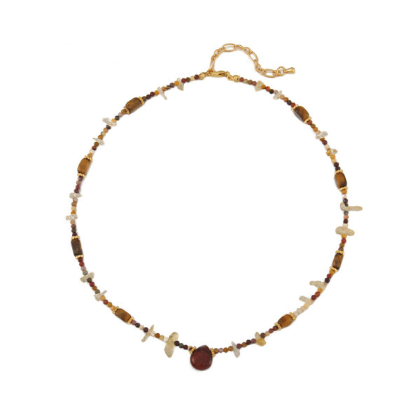 Wholesale Maillard Tiger Eye Stone Beaded Sweater Chain