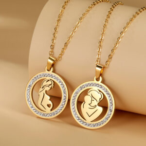 Wholesale Mother's Day electroplated Tree of Life parent-child necklace