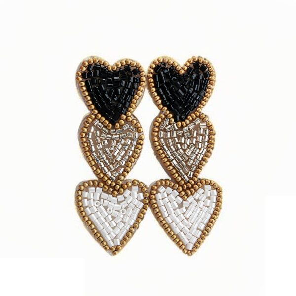 Wholesale Valentine's Day Earrings Heart-to-Heart Hand-Woven Rice Bead Earrings