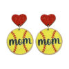 Wholesale Mother's Day Gift Baseball Football Love Wooden Earrings