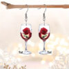 Wholesale Red wine glass and red rose earrings, Valentine's Day acrylic earrings