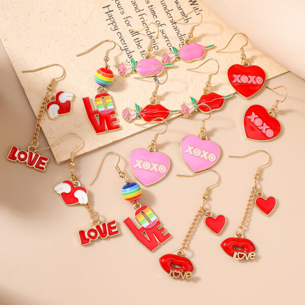 O1CN01oFOevq1vacJPooOOp_2866776189-0-cib Wholesale Valentine's Day Series Red and Pink Heart Ear Hook Earrings