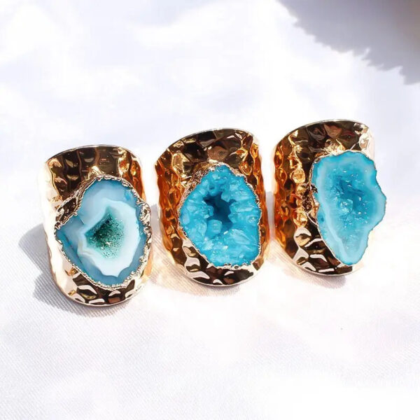 Wholesale Natural rough stone irregular gold ring