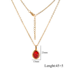 Oval necklace burgundy / Chain length 45 5[7.35g]