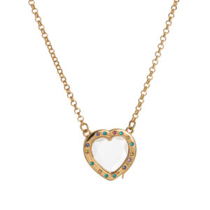 Love colored diamond glass photo box necklace