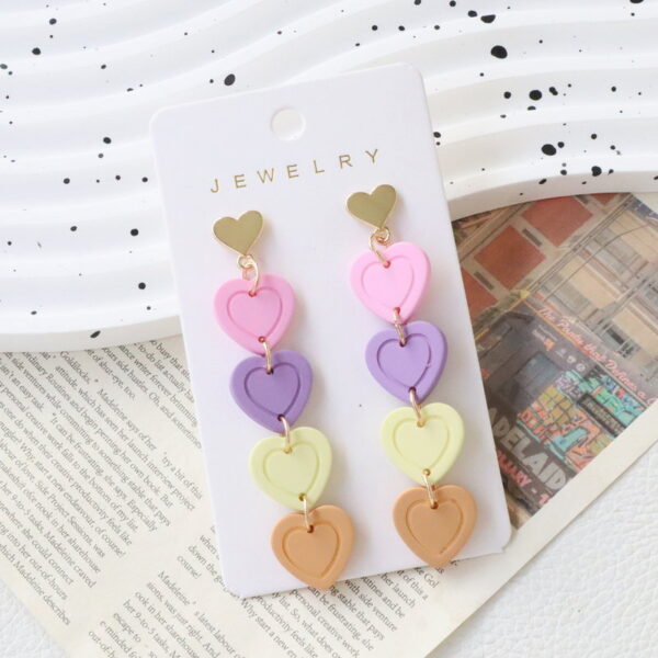 Wholesale Valentine's Day Long Heart Earrings, Colorful Acrylic Earrings