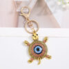 Wholesale Devil's Eye Turtle Blue Eyes with Water Diamond Metal Keychain