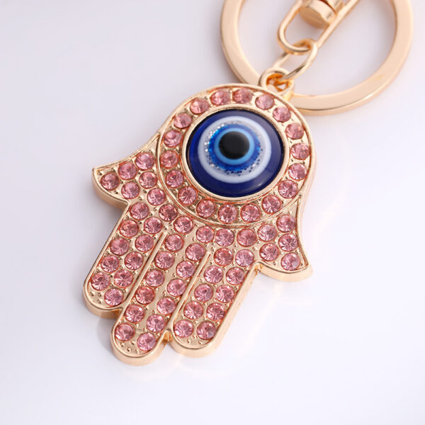 Wholesale Palm Devil's Eye with Water Diamond Metal Keychain