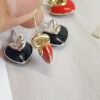 Wholesale Heart shaped Double-sided Glaze Drop Earrings