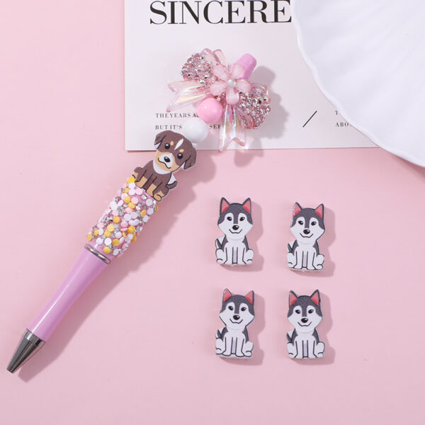 Wholesale 10pcs Through-hole double-sided cartoon pet puppy DIY beads