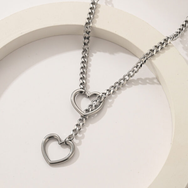 Wholesale Lasso heart-shaped O-ring stainless steel necklace
