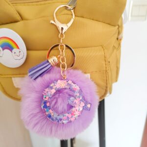Purple letter fur ball pendant/Q