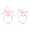 Wholesale Sweet bowknot ribbon pearl heart earrings