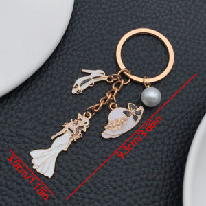 ER905-Drop Oil White Dress Model Keychain -10.8g