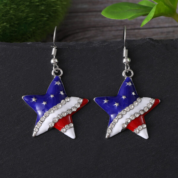 Wholesale Geometric pentagram Independence Day flag earrings